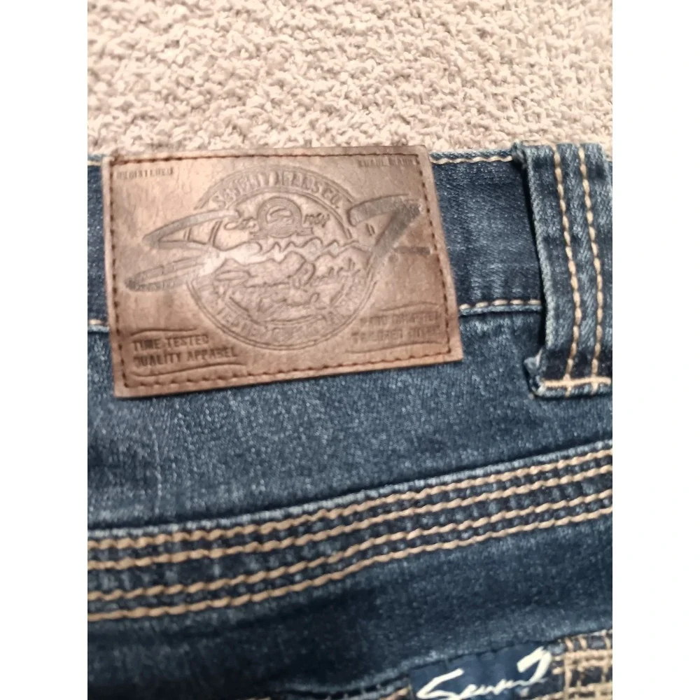 Seven7 Straight Jeans 36x34 Dark Wash Heavy Stitch‎ Western Denim